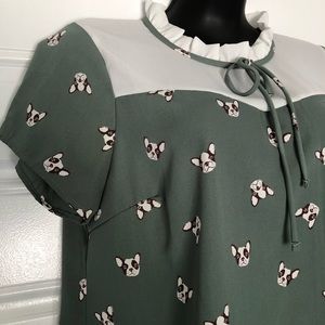 Jessy B, Boston Terrier Blouse, Boxy Cut, Size M.